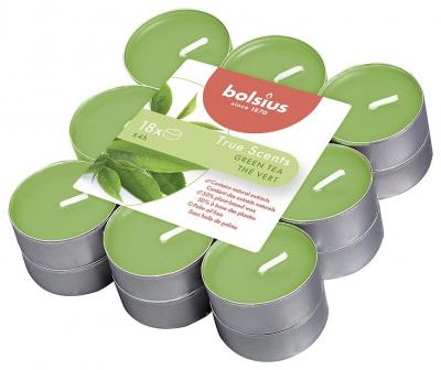 Sviečky Bolsius Tealight True Scents, čajové, vonné, zelený čaj, bal. 18 ks